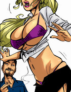 Ponytailed blond rips her clothes and demonstrates her perfect figure