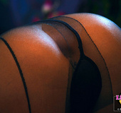 Nasty short-haired blonde bitch in a black transparent jumper and tights