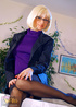 Dirty secretary I glasses and black stockings with a suspender spreads