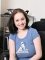 Hot brunette teen in a blue T-shirt and - Picture 3