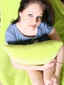 Nasty teen brunette in a blue T-shirt - Picture 2