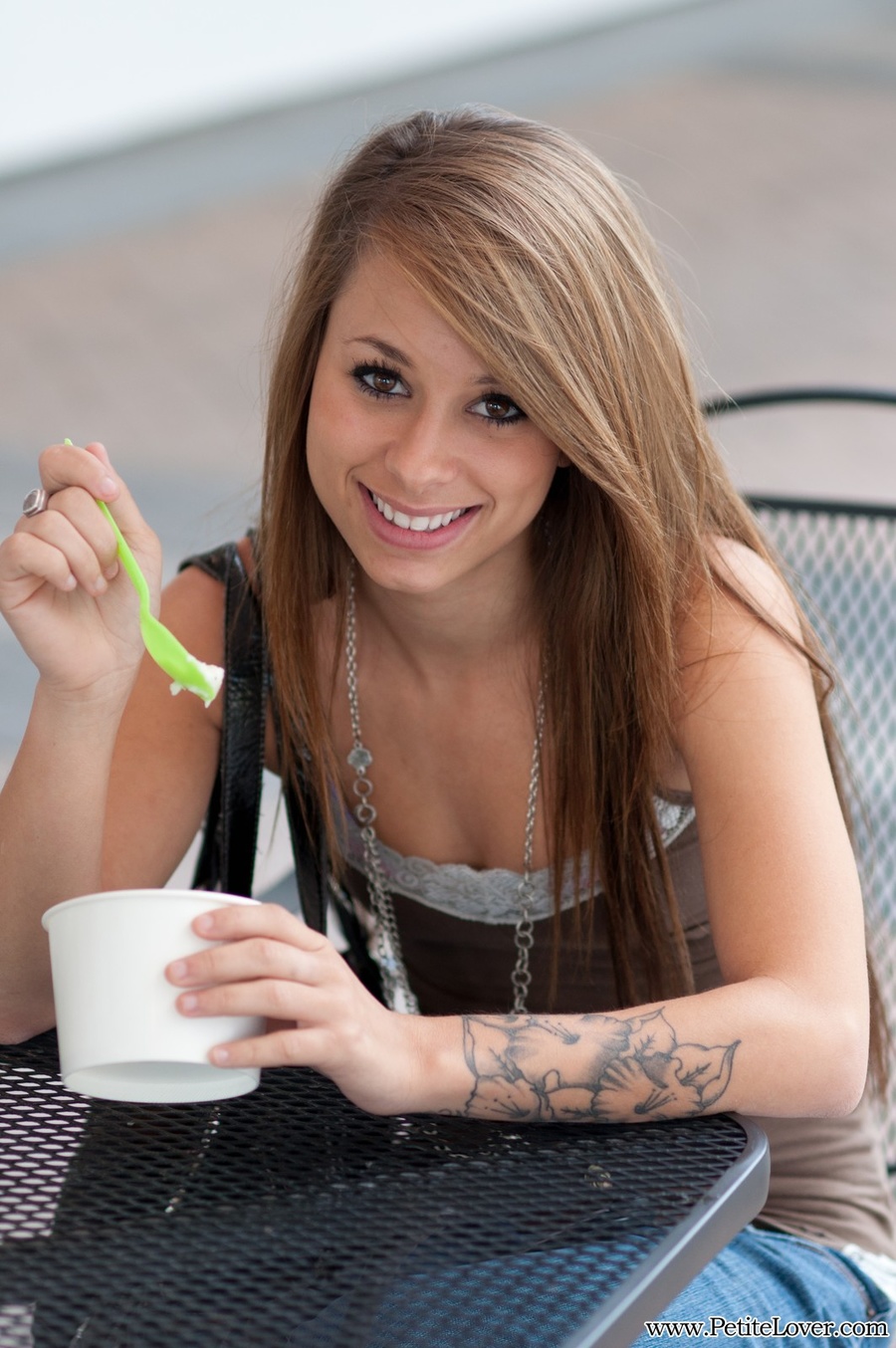 Petite long-haired teen in jeans and top sh - XXX Dessert - Picture 1
