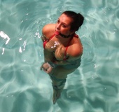 Busty ponytailed brunette gets gagballed and ightly bouds and dropped