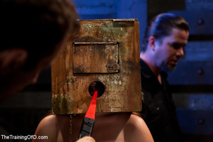 Girls in wooden boxes on their heads get punished and humiliated badly in bdsm training center - Picture 9