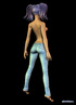 Cool 3d toon chick with purple pigtails and in blue jeans looking for