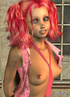 Bodacious pigtailed tee with big eyes and pink hair stripping to seduce