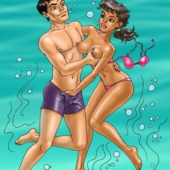 Dirty cartoon fucking in the water of college - Cartoon Sex - Picture 1