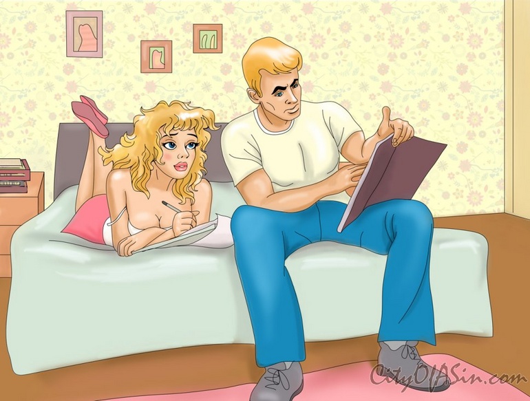 Hot blonde student blowing her class mate's - Cartoon Sex - Picture 1