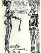 Hot brunette mistress in black and white porn comics gets high punishing