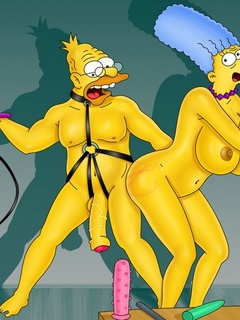 Marg Threesome Gallery - Marge Simpson sucking Homer's dick in breathtaking - Silver Cartoon