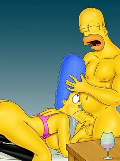 Marge Simpson sucking Homer's dick in breathtaking - Picture 3