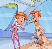 Dirty red cartoon bitch fucking hard bound dude into ass with her huge