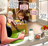 Long-haired cartoon blonde gets high from curly nerd in glasses