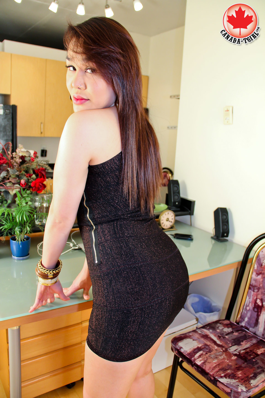 Nasty Asian tranny I a sexy black dress dem - XXX Dessert - Picture 5
