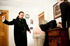 Ponytailed Mister spanking badly two hot girls in jokey suits
