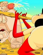 Horny Fred Flintstone invents various bdsm implements to fuck his kinky