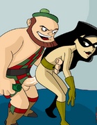 Horny dudes queuing to please dirty bitch Shego from Kim Possible