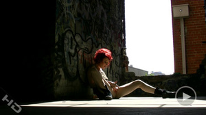 Nasty red teen in black boots masturbating on the floor of the abandoned building - XXXonXXX - Pic 6
