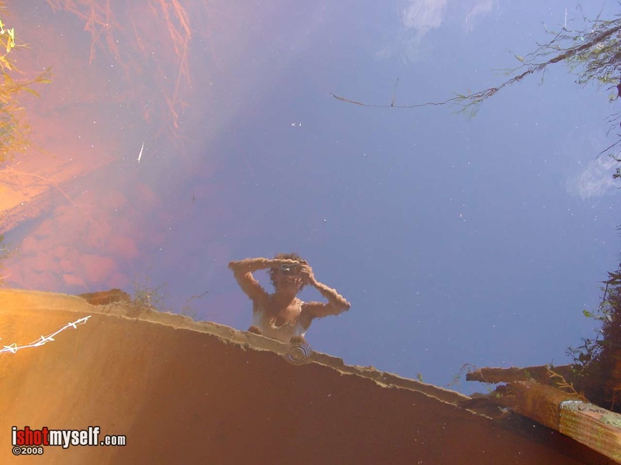 Hot short-haired girl with small tits taking off he blue panties to demonstrate her hairy snatch outdoors - XXXonXXX - Pic 1