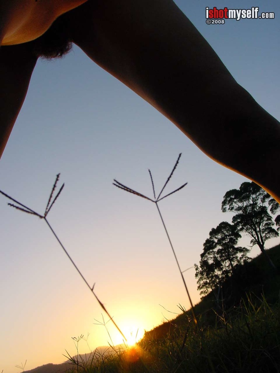 Hot short-haired girl with small tits taking off he blue panties to demonstrate her hairy snatch outdoors - XXXonXXX - Pic 12