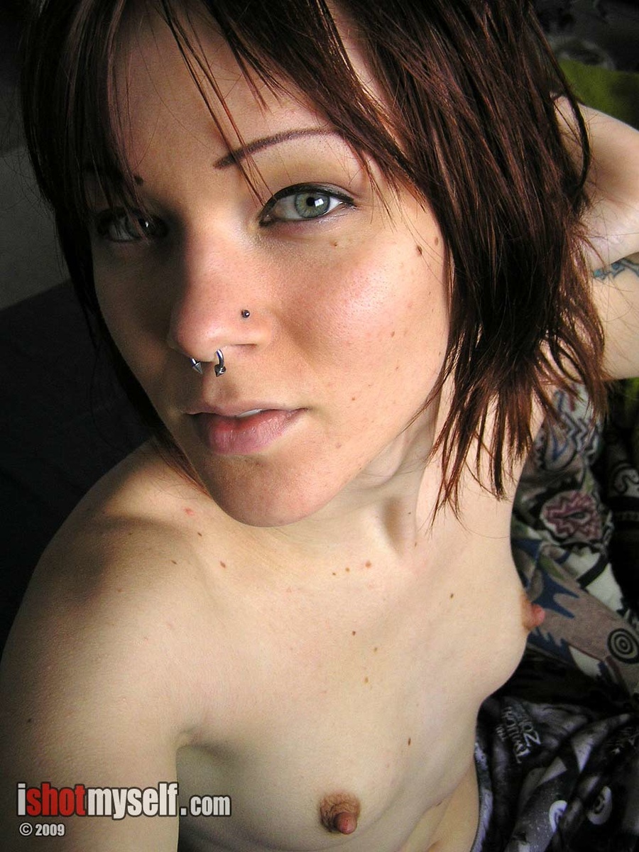 Nasty teen slut posing naked on her bed exposing her small tits and shaggy twat - XXXonXXX - Pic 3