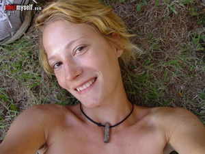 Very hot blonde gal with big boobs and shaggy cooch posing naked in the garden - XXXonXXX - Pic 9