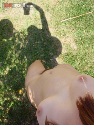 Chubby red teen Lydia loves to get naked in her garden and t expose her shaggy snatch - Picture 15