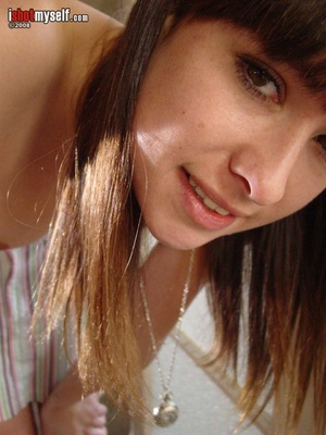 Pretty brunette teen girl enjoys posing on camera naked demonstrating her fresh delights - Picture 5