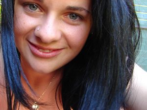 Hot teen with blue hair and piercing taking her own picture on cam - XXXonXXX - Pic 2
