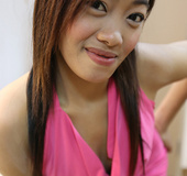 Lovely Asian teen btich in a pink top and bikini gets fucked badly with