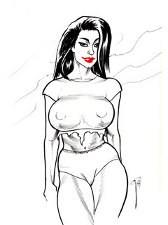 Stylish black and white artwork with busty beauties - Picture 2