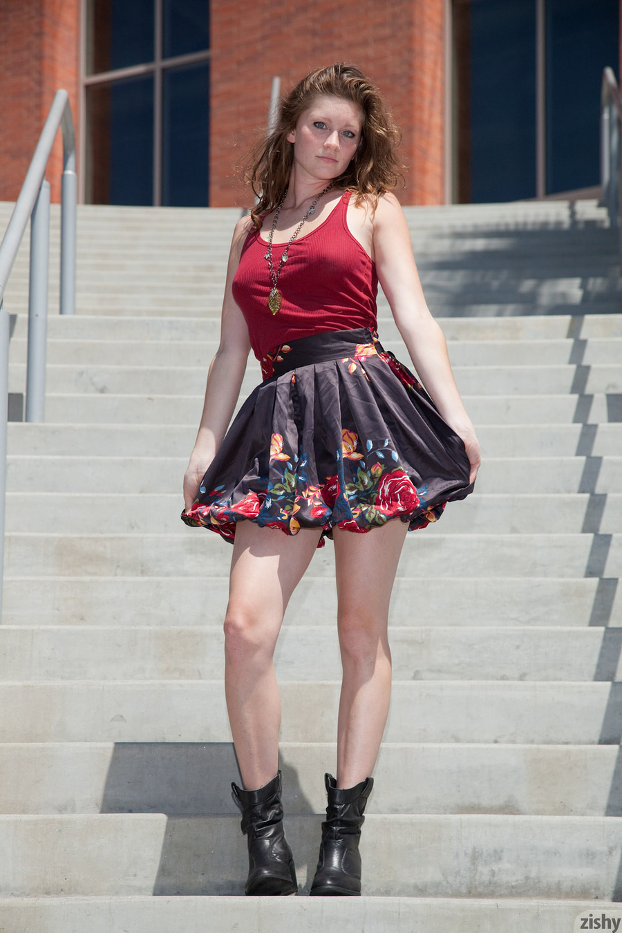 Magnificent ginger teen in nice skirt and r - XXX Dessert - Picture 1