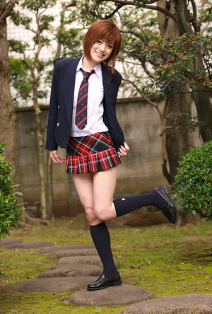 Red Asian school girl posing in fishnet  tights and bikini - XXXonXXX - Pic 4