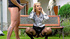 Clothed blondie in stockings enjoys getting pissed after banging
