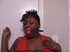 Dirty ebony mom with big tits in a red top gets gag-balled before dirty