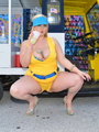 Blonde fatty in yellow suit enjoys - Picture 4