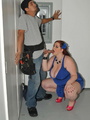 Busty red fatty in blue dress rides cock - Picture 10