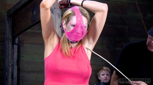 Pigtailed blonde slave gets enchained an - Picture 10