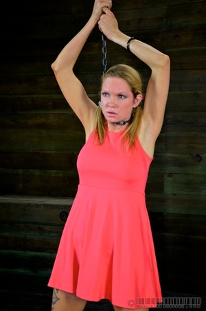 Pigtailed blonde slave gets enchained an - Picture 16