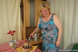 Old fat bitch enjoying a cake after filt - XXX Dessert - Picture 1