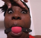 Short-haired bony fatty gets gag-baled before assbanging