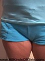 Fat ass blondie in blue shorts - Picture 1