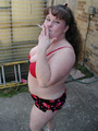 Ponytailed chubby mom smoking before - Picture 2