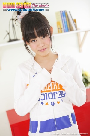 Ponytailed Japanese teen gal in jumper gets naked - XXXonXXX - Pic 1