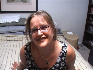 Chubby mom in glasses gives head - Picture 1