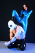 Sexy acrobatic couple posing in latex