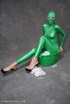 busty babe green latex