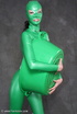 busty babe green latex