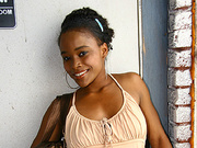 Ebony babe with French fingernails spreads pussy and fucks