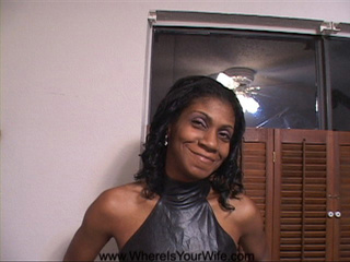 Smiling ebony mature seduces white guy with underwear - Picture 1